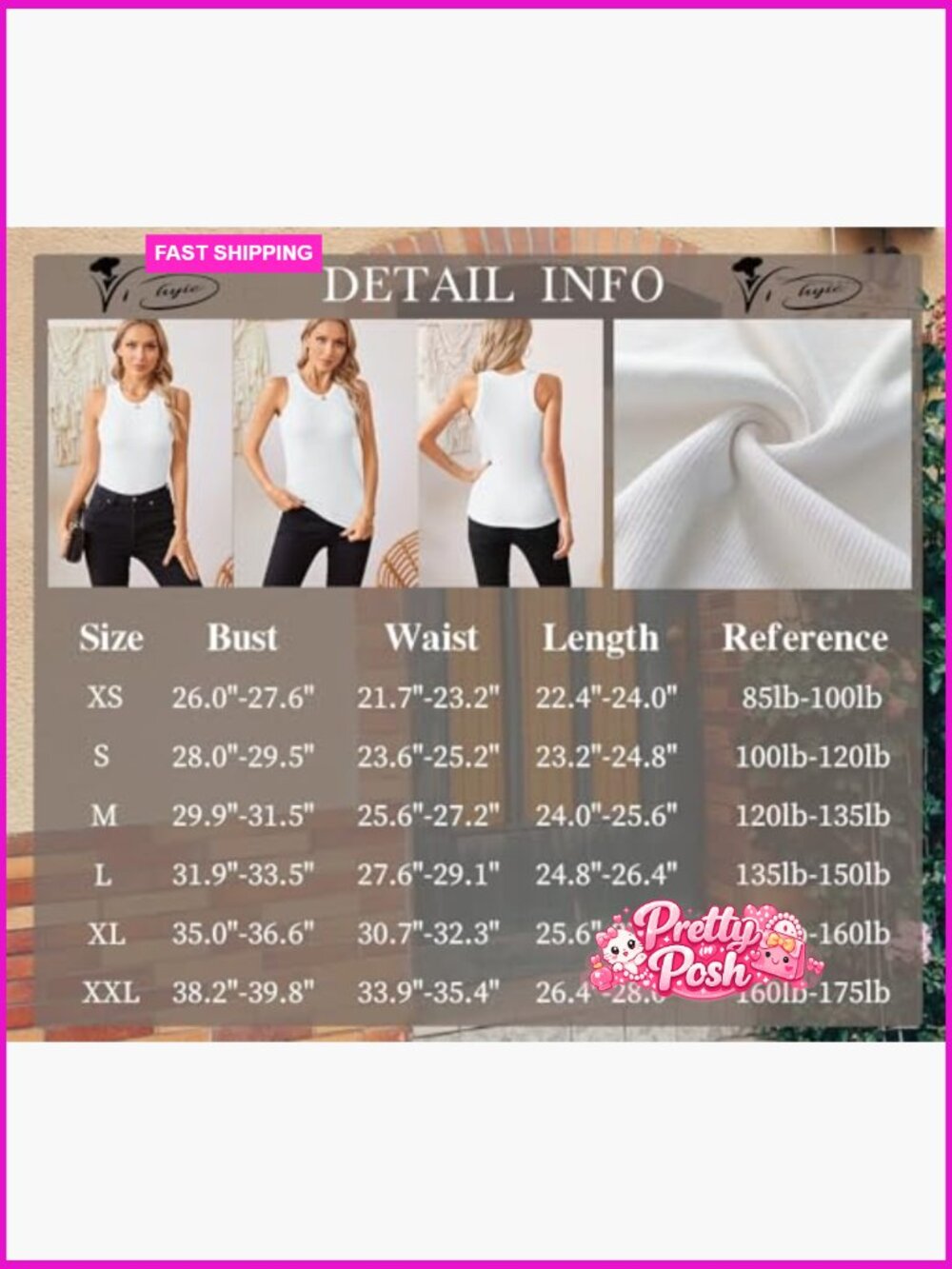 Polyester Spandex Ribbed Racerback Tank Top Slim Fit Cami - Picture 6 of 7